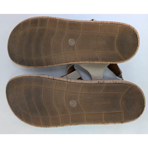 Earth Shari Platform Strappy Tan Leather Sandals Cork Base Open Toe 10M - Picture 10 of 11